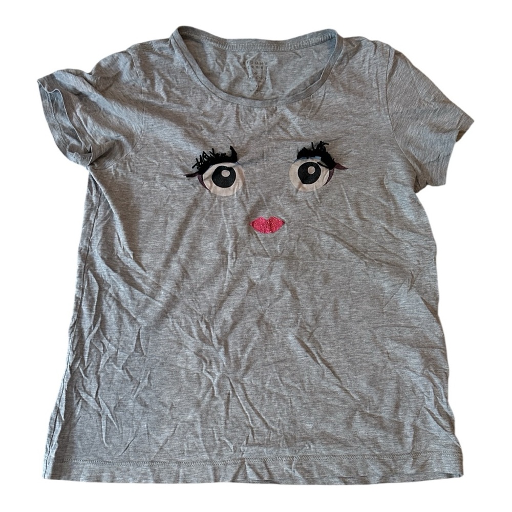 Kate Spade Broome Street Graphic Face‎ Tee – Gray, Size XS